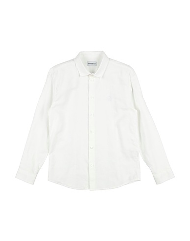 BIKKEMBERGS Solid colour shirt Ivory 70% Cotton, 30% Linen