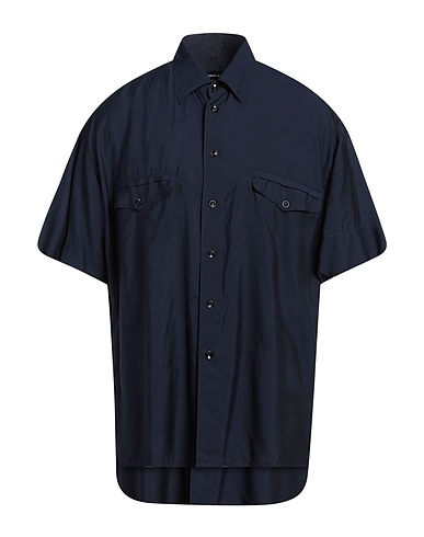 GIORGIO ARMANI Camicia tinta unita Blu notte 84% Lyocell, 16% Seta