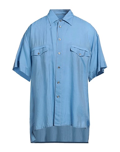 GIORGIO ARMANI Solid color shirt Sky blue 84% Lyocell, 16% Silk