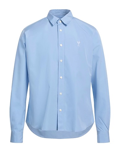 AMI ALEXANDRE MATTIUSSI Shirts Light blue 100% Cotton