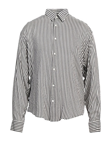 AMI ALEXANDRE MATTIUSSI Striped shirt Charcoal 82% Viscose, 18% Silk