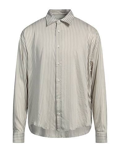 AMI ALEXANDRE MATTIUSSI Striped shirt Sage green 82% Viscose, 18% Silk