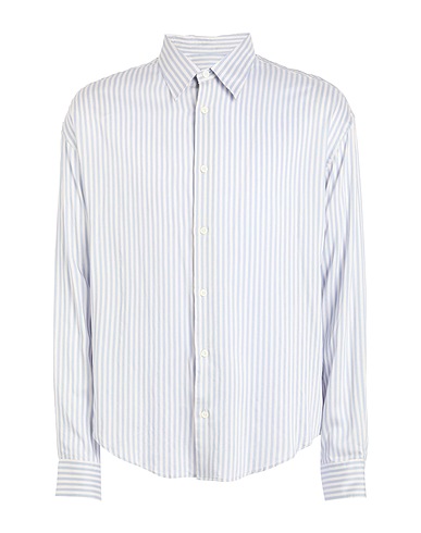 AMI ALEXANDRE MATTIUSSI Camicia a righe Blu chiaro 82% Viscosa, 18% Seta