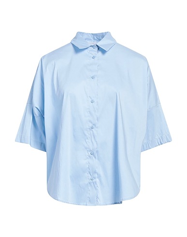 NIŪ Solid color shirts & blouses Light blue 79% Cotton, 18% Polyamide, 3% Elastane