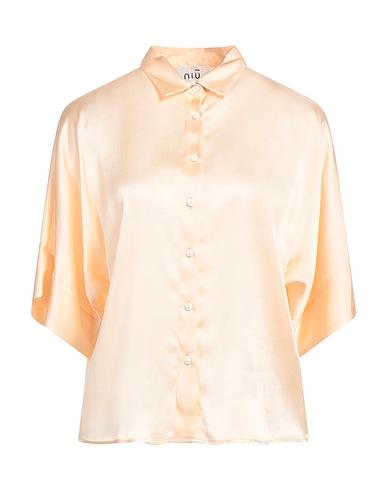 NIŪ Solid color shirts & blouses Beige 75% Acetate, 25% Silk