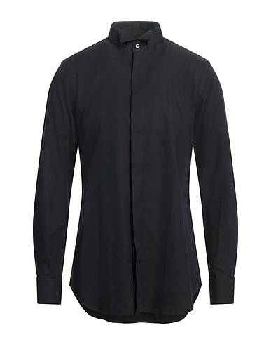 CORNELIANI Solid color shirt Black 58% Cotton, 42% Viscose