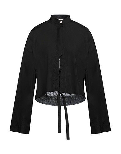 ISABEL BENENATO Solid color shirts & blouses Black 100% Cotton, Linen, Polyamide