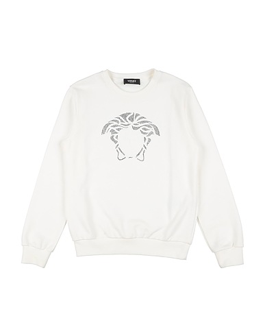 VERSACE YOUNG Sweat-shirt Blanc cassé 100% Coton, Viscose, Polyester, Verre, Cristal