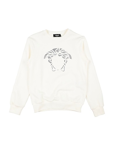VERSACE YOUNG Felpa Bianco 100% Cotone, Viscosa, Poliestere, Vetro, Cristallo