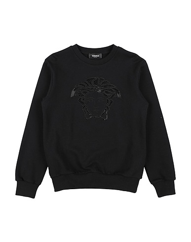 VERSACE YOUNG Sweatshirt Black 100% Cotton, Viscose, Polyester, Glass, Crystal