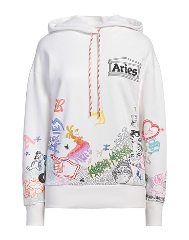 ARIES Hooded track jacket  White 100% Cotton