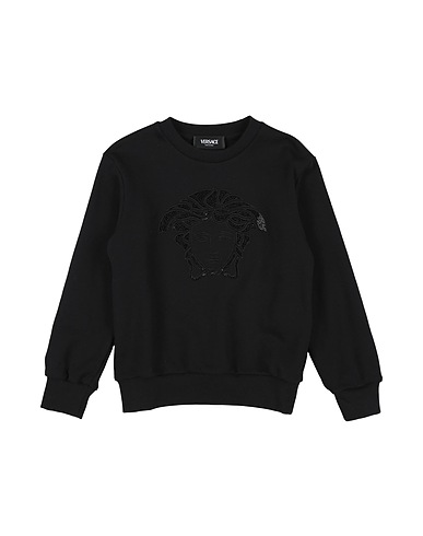 VERSACE YOUNG Sweatshirt Schwarz 100% Baumwolle, Viskose, Polyester, Glas, Kristall