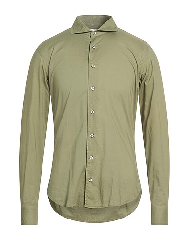 AGHO Solid color shirt Military green 97% Cotton, 3% Elastane