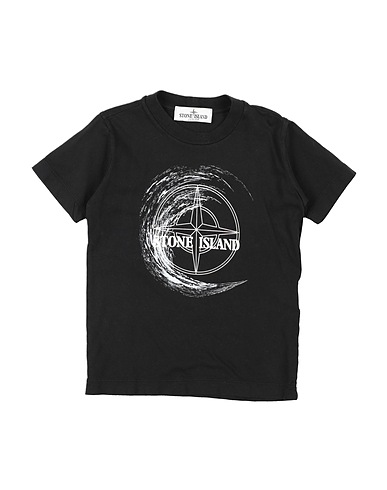 STONE ISLAND JUNIOR T-shirt Black 100% Cotton