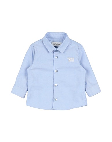 BIKKEMBERGS Solid color shirt Light blue 100% Cotton