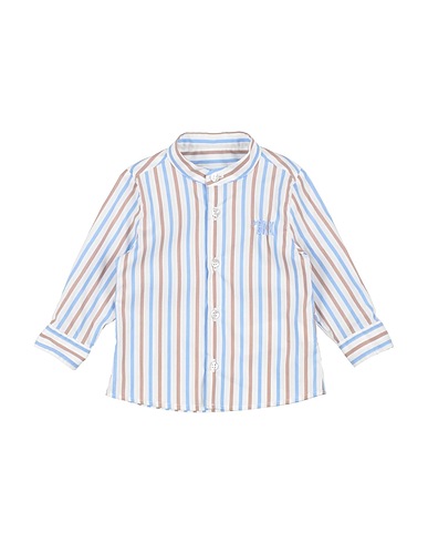 BIKKEMBERGS Patterned shirt Light blue 68% Cotton, 30% Polyamide, 2% Elastic fibres
