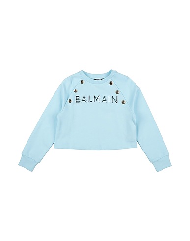 BALMAIN Sweatshirt Sky blue 100% Cotton, Elastane
