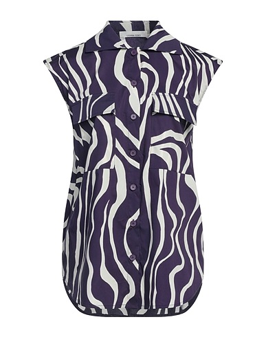 LIVIANA CONTI Patterned shirts & blouses Purple 97% Cotton, 3% Elastane