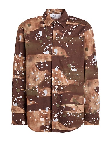 MSGM Patterned shirt Chocolate brown 100% Cotton