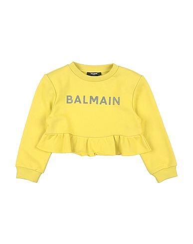 BALMAIN Sweatshirt Lime green 100% Cotton, Elastane