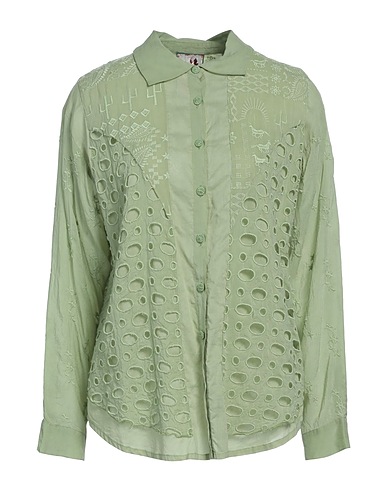JOHNNY WAS Shirts Sage green 100% Cotton, Cupro