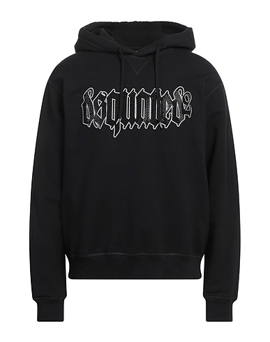 DSQUARED2 Hooded track jacket  Black 100% Cotton, Elastane, Glass