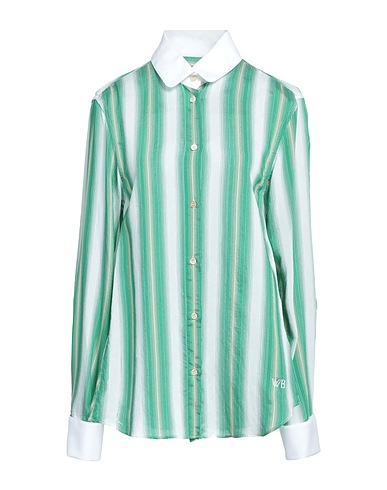 WALES BONNER Striped shirt Green 84% Viscose, 16% Silk, Cotton