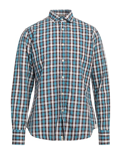TINTORIA MATTEI 954 Checked shirt Chocolate brown 90% Cotton, 10% Linen