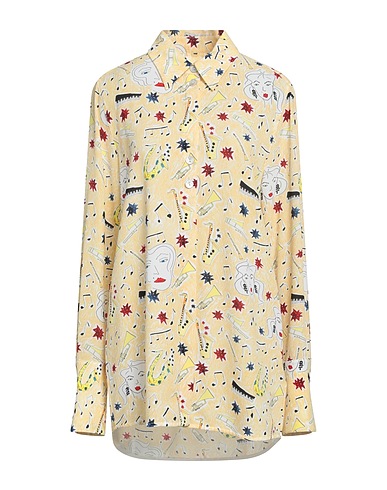 VICTORIA, VICTORIA BECKHAM Hemden und Blusen mit Muster Gelb 98% Polyester, 2% Elastan, Perlmutt