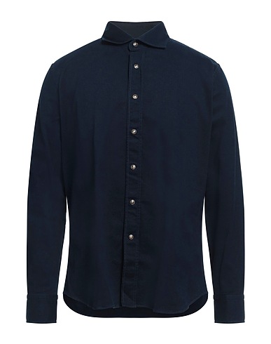 ALESSANDRO GHERARDI Solid color shirt Navy 97% Cotton, 3% Elastane