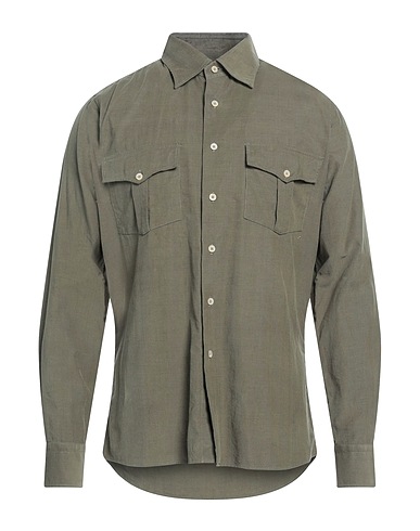 ALESSANDRO GHERARDI Solid colour shirt Military green 100% Cotton