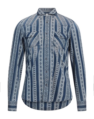 GIANNETTO PORTOFINO Patterned shirt Navy blue 100% Cotton
