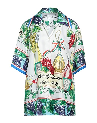 DOLCE&GABBANA Patterned shirts & blouses White 100% Silk
