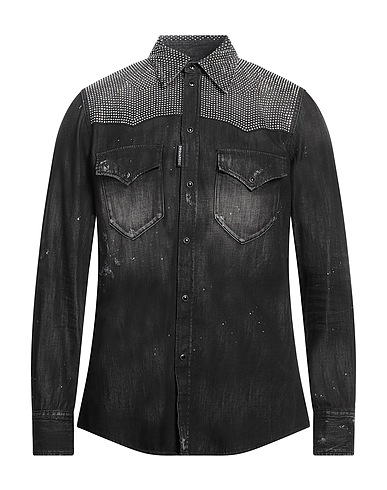 DSQUARED2 Τζιν πουκάμισο Μαύρο 100% Βαμβάκι, Αλουμίνιο