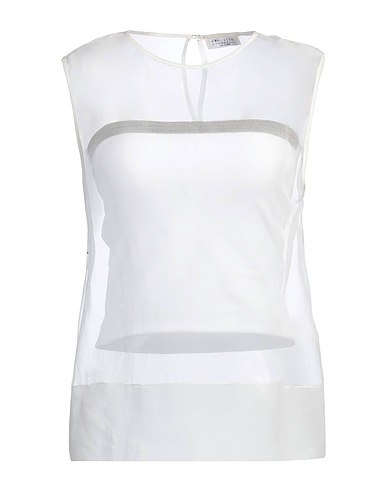 BRUNELLO CUCINELLI Silk top Ivory 100% Silk, Cotton, Elastane, Ecobrass