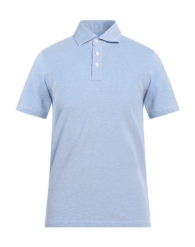 LUIGI BORRELLI NAPOLI Polo shirt Light blue 100% Cotton