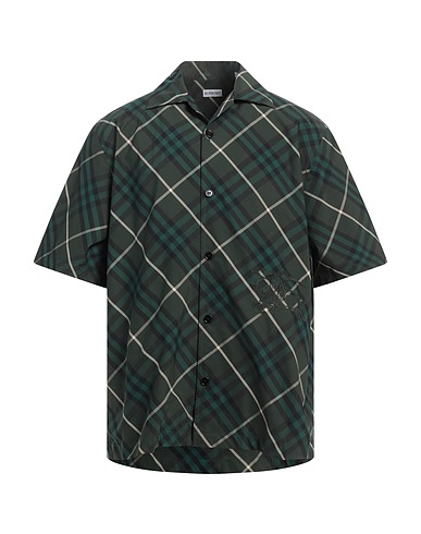 BURBERRY Checked shirt Military green 100% Cotton