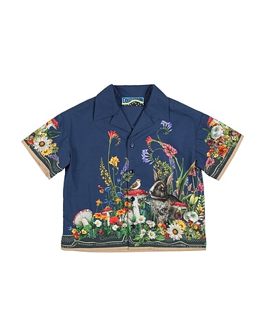 DOLCE&GABBANA Patterned shirt Navy blue 100% Cotton