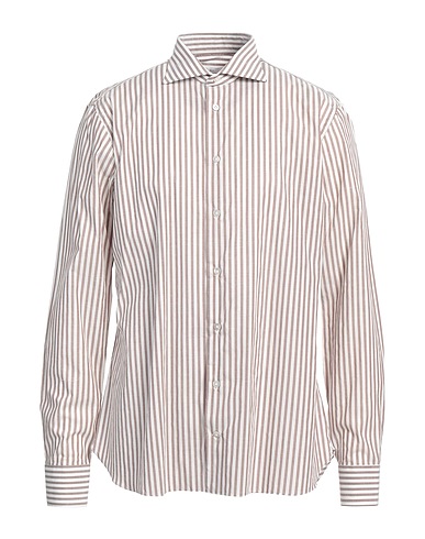 BORRIELLO NAPOLI Striped shirt Dark brown 100% Cotton