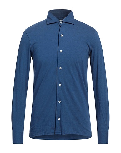 LUIGI BORRELLI NAPOLI Camicia tinta unita Avio 100% Cotone
