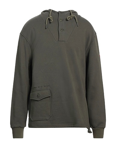 COOPERATIVA PESCATORI POSILLIPO Hooded track jacket  Military green 85% Cotton, 15% Polyester