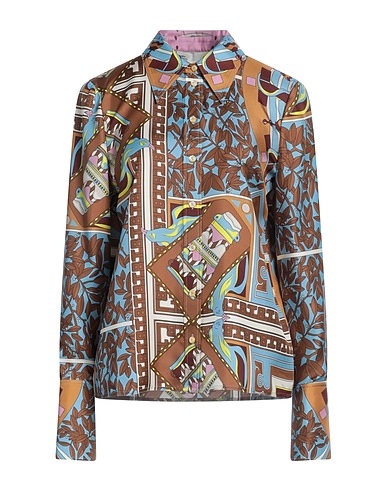 TORY BURCH Floral shirts & blouses Brown 100% Silk