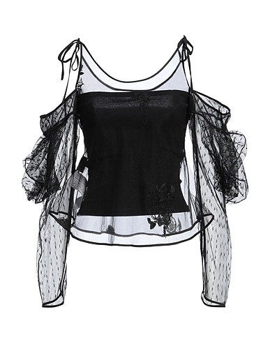 M ESSENTIAL Off-the-shoulder top Black 100% Nylon, Polyester