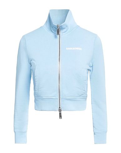 DSQUARED2 Hooded track jacket  Sky blue 100% Cotton, Elastane