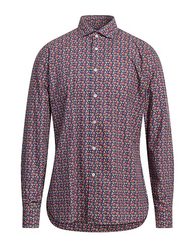 BORRIELLO NAPOLI Patterned shirt Navy blue 100% Cotton