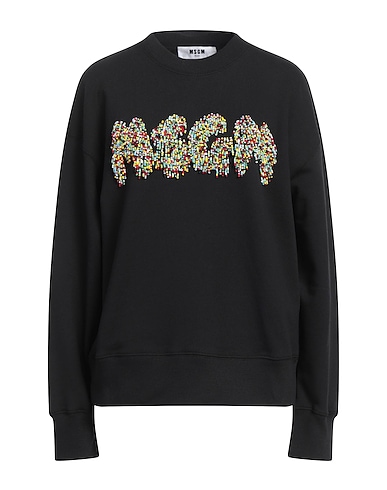 MSGM Sweatshirt Black 100% Cotton, Glass