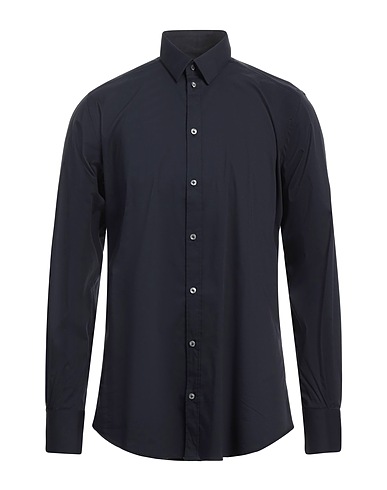 RAF MOORE Solid colour shirt Midnight blue 76% Cotton, 21% Polyamide, 3% Elastane