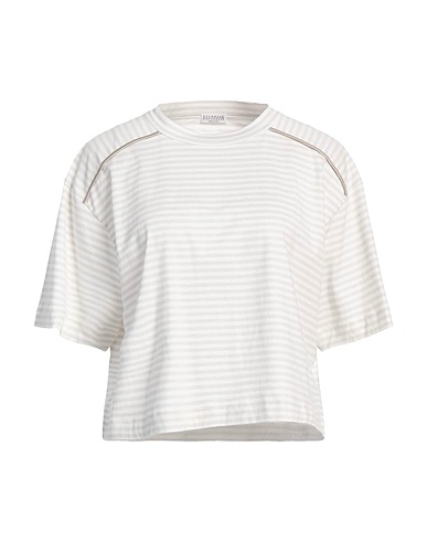 BRUNELLO CUCINELLI T-shirt Grigio chiaro 100% Cotone, Seta, Elastan, Ottone