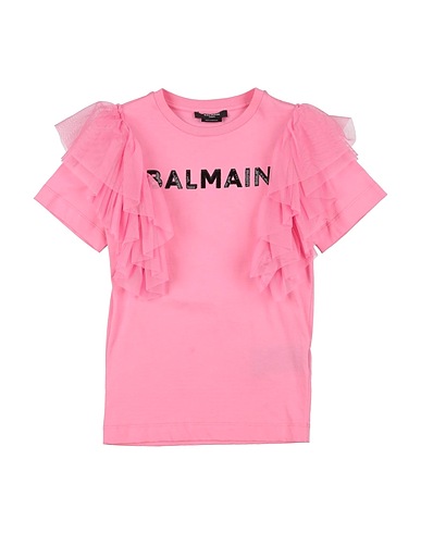 BALMAIN T-shirt Pink 100% Cotton, Polyamide, Polyester