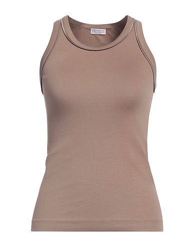 BRUNELLO CUCINELLI Vest Khaki 94% Cotton, 6% Elastane, Silk